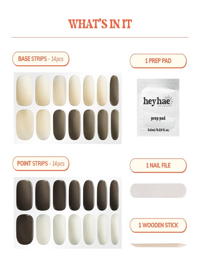 Heyhae Semi Cured Gel Nail Strips | No LED Lamp Needed | Solid, Neutral | Easy Apply & Remove, Salon Quality | Includes 28 Strips, 1 Prep Pads, Nail File & Wooden stick - Hey, Spill the Tea - Image 3